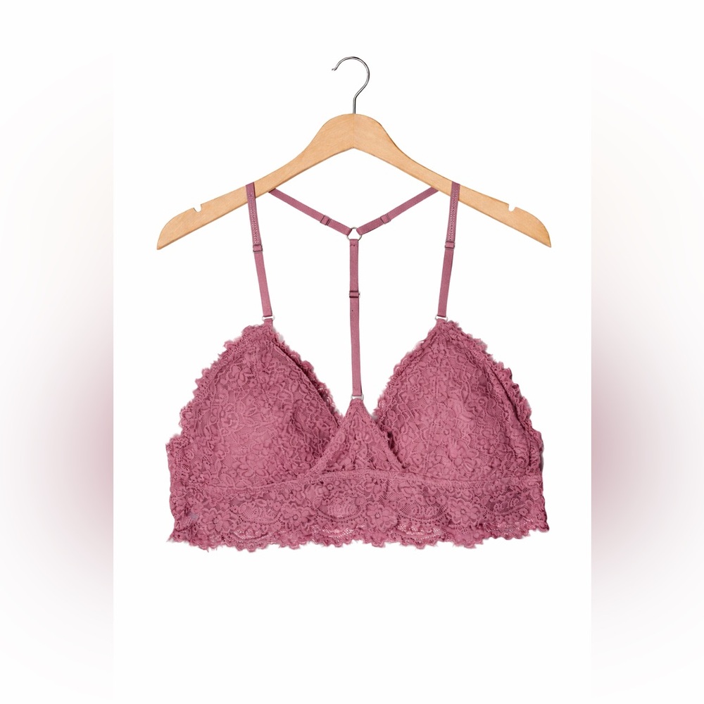 Aerie Mauve Lace Bralette Medium Boho Feminine Racerback Wireless Bra NWT